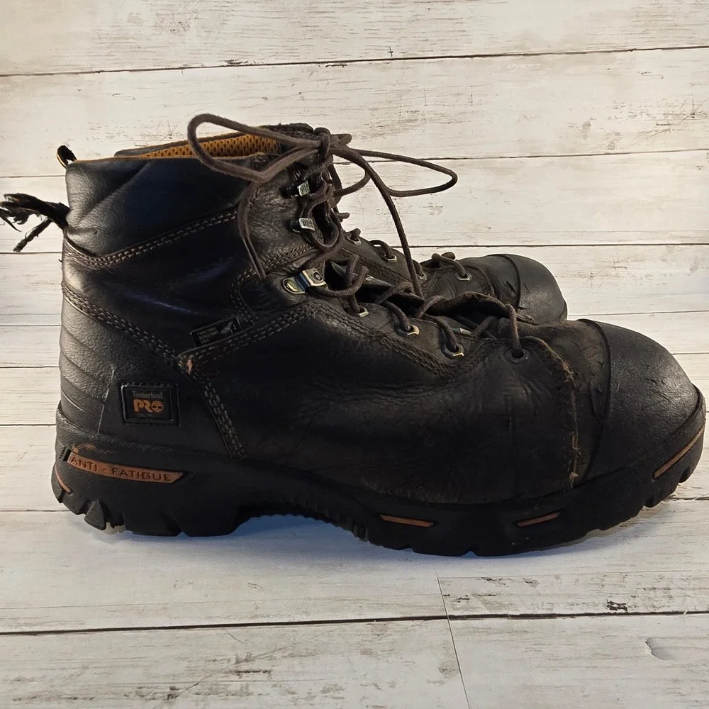 Timberland PRO Mens Steel Toe Work Boots Brown Leather 52562 Size 12 M